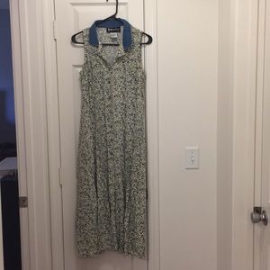 Retro 90s floral long dress